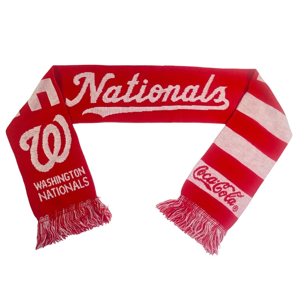 Washington Nationals Coca-Cola Natitude Knit Scarf Red White MLB Fan Fringe